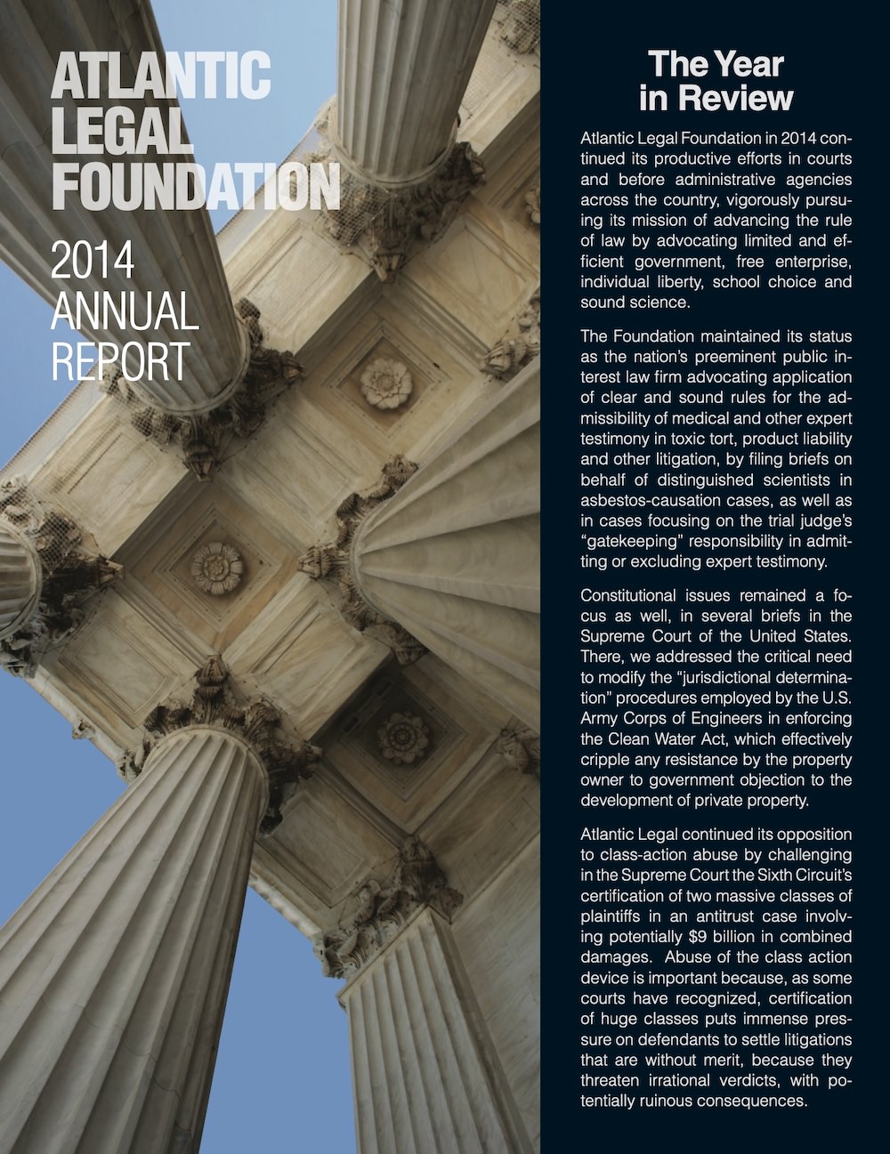 Cover of 2014 Annual Report - Atlantic Legal Foundation