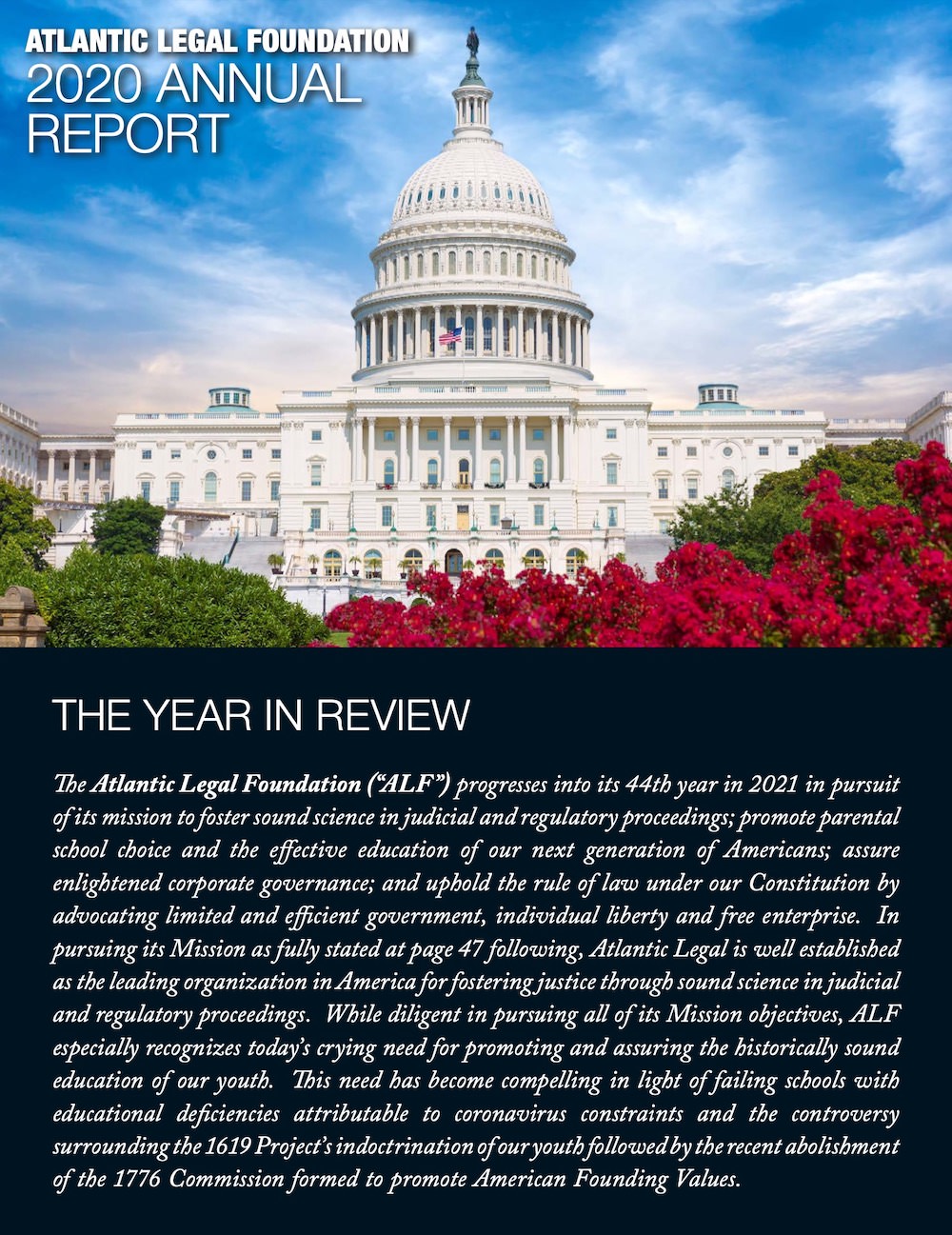 Cover of 2020 Annual Report - Atlantic Legal Foundation