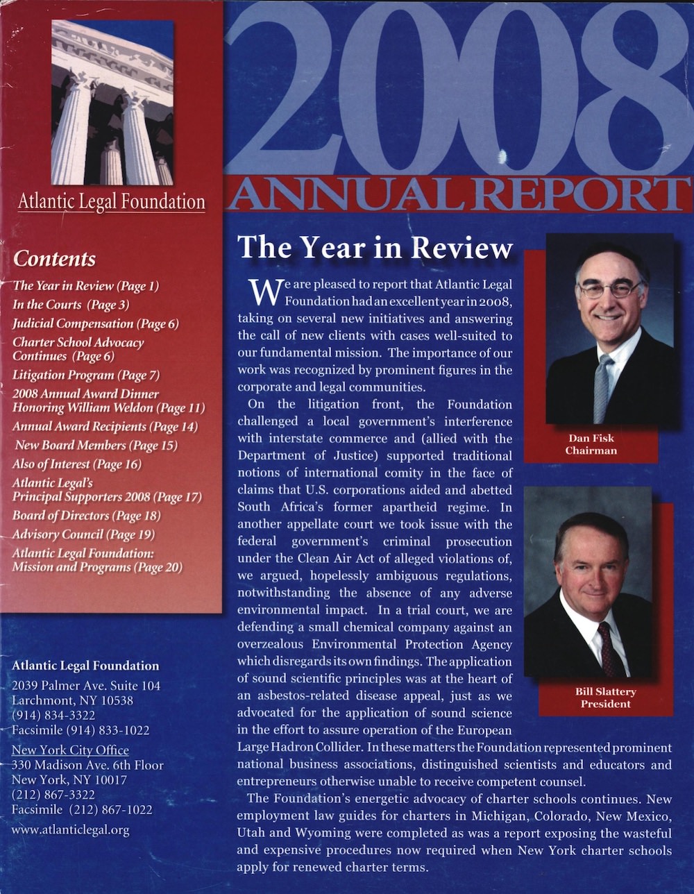 Cover of Atlantic Legal Foundation 2008 Annual Report
