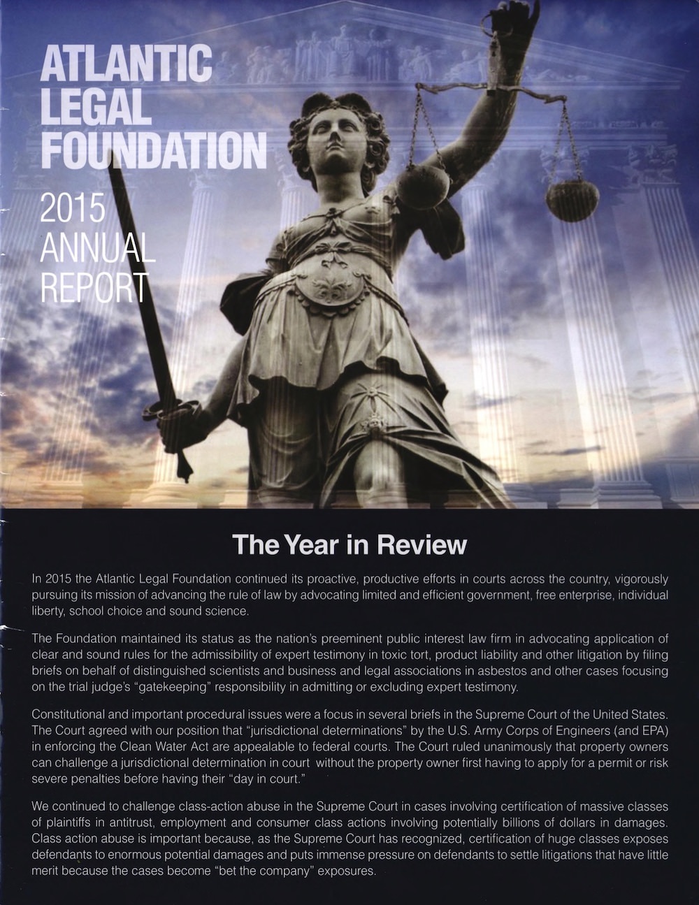 Cover of Atlantic Legal Foundation 2015 Annual Report